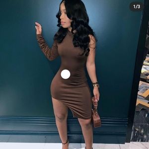 MOCHA STRECTHY BROWN DRESS